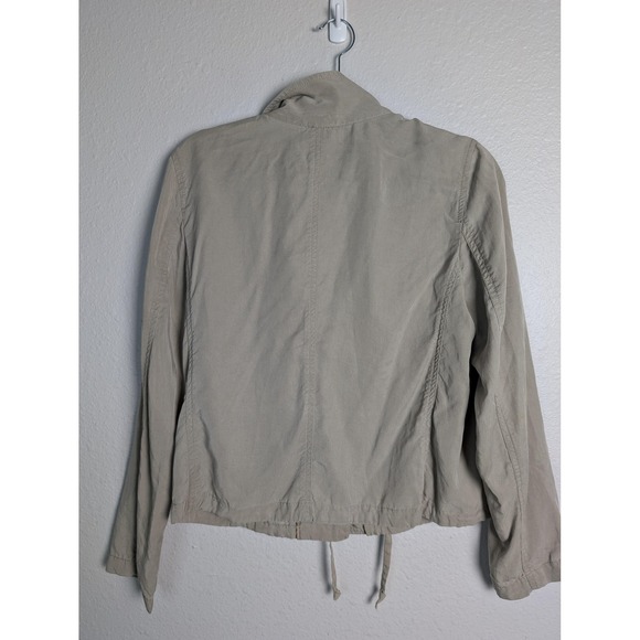 J. Jill Jacket Womens Small Beige Military Collared Zip Front Pockets Lyocell - Picture 6 of 6